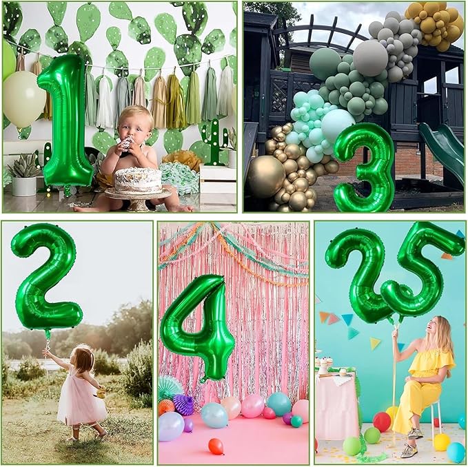 Green Number Balloons, 40 Inch Dark Green Balloon 4.4 Helium Balloon 4th Birthday for 4 Years Birthday Party Wedding Anniversary Decoration Children Girls Boys