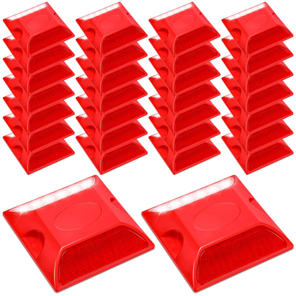Suzile 30 Pack Road Reflectors Commercial Reflective Driveway Markers 4 X 4 Inch Street Pavement And Asphalt Stud Markers For Dr