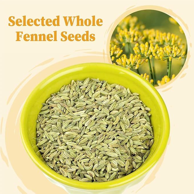 FullChea - Fennel Tea Bags, 30 Teabags, 4g/bag - Premium Whole Fennel Seeds - Non-GMO - Caffeine-free - Helps Improve Digestion & Immune System