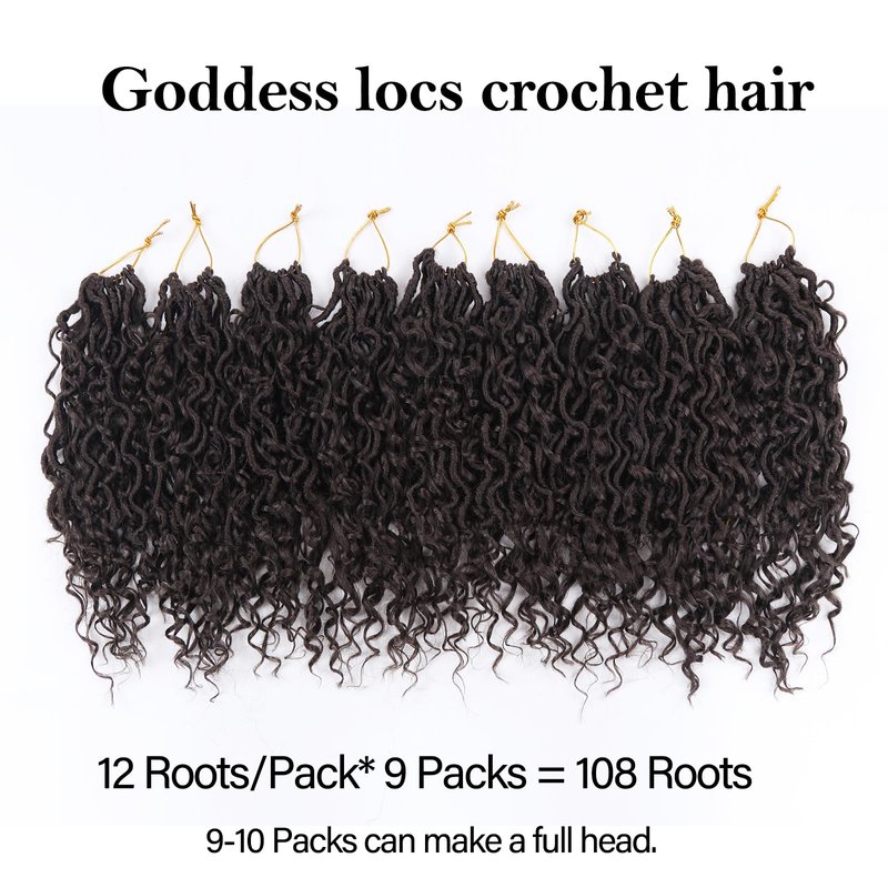 Sosihua Goddess locs crochet hair, 9 packs soft boho faux locs with curly ends bohemian crochet dreads for black women(8Inch,#4)