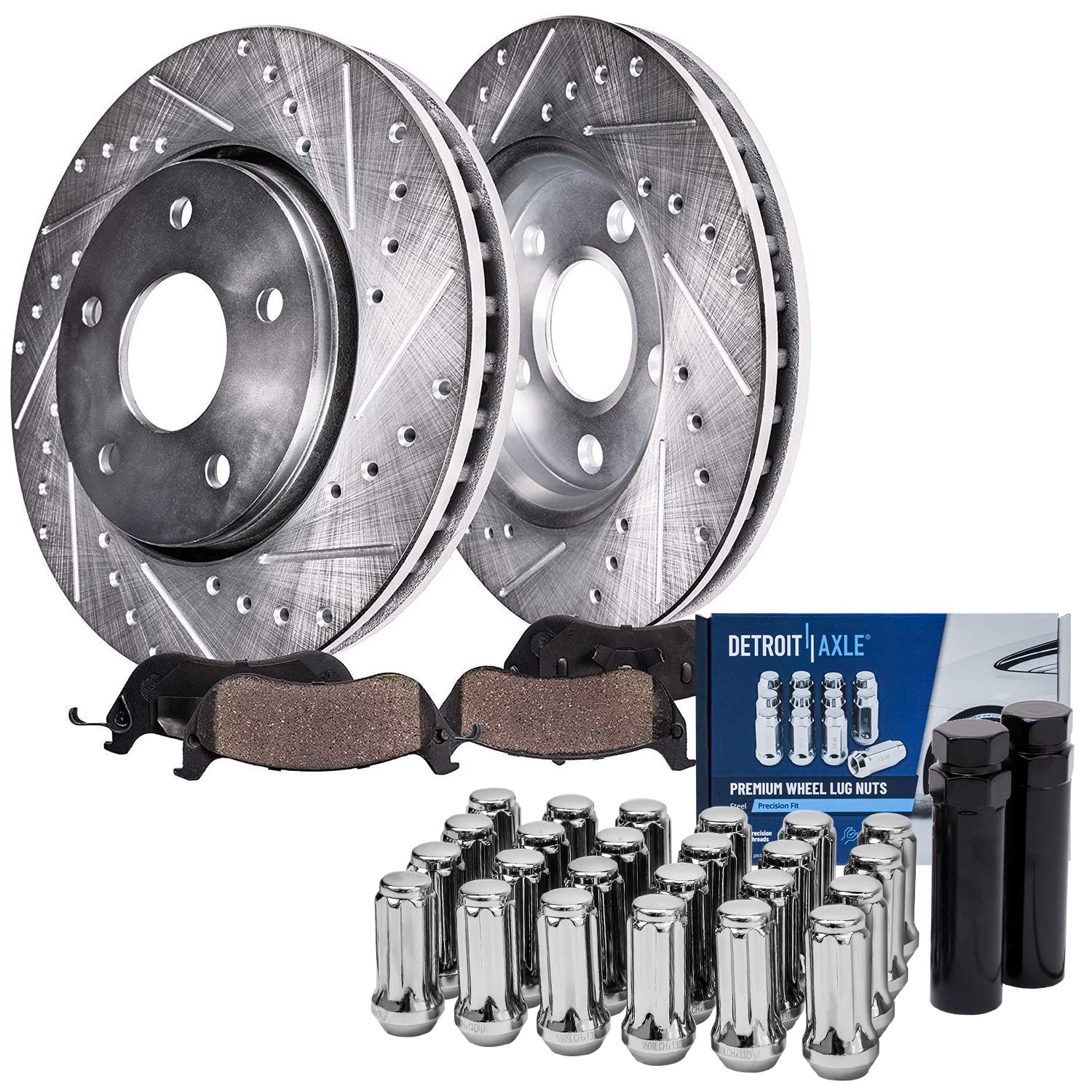 Detroit Axle - Front Brake Kit for Buick Regal Chevy Impala Malibu Equinox GMC Terrain, 12.64 inch Drilled Slotted Brake Rotor