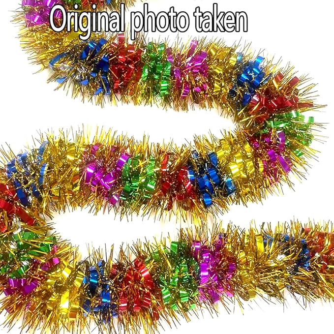 33 Ft Christmas Tinsel Garland Shiny Thick Metallic Twist Foil Xmas Tree Decorations for New Year Parties Birthday Party Teachers Day Easter Parade Floats Indoor Outdoor Hanging Decor Supplies