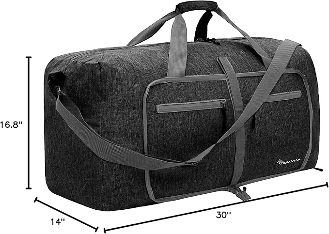 Dimayar 115L Travel Duffle Bag for Men Women - Foldable Duffel Bag with Shoes Compartment - Overnight Bags Waterproof & Tear Resistant(Black)