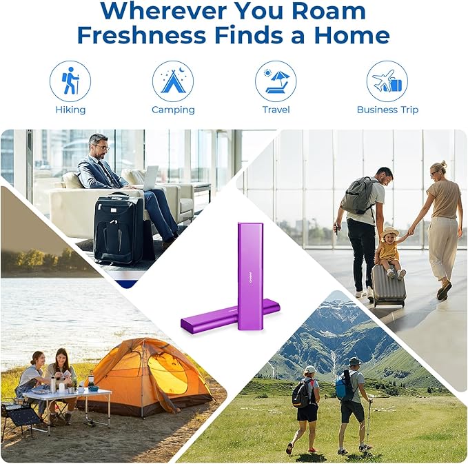 Wider Aluminum Toothbrush Travel Case, Portable Travel Toothbrush Holder, Durable Manual Toothbrush Box Container for Traveling, Bathroom, Camping, Business Trip-Not for 0.85oz Toothpaste, Purple