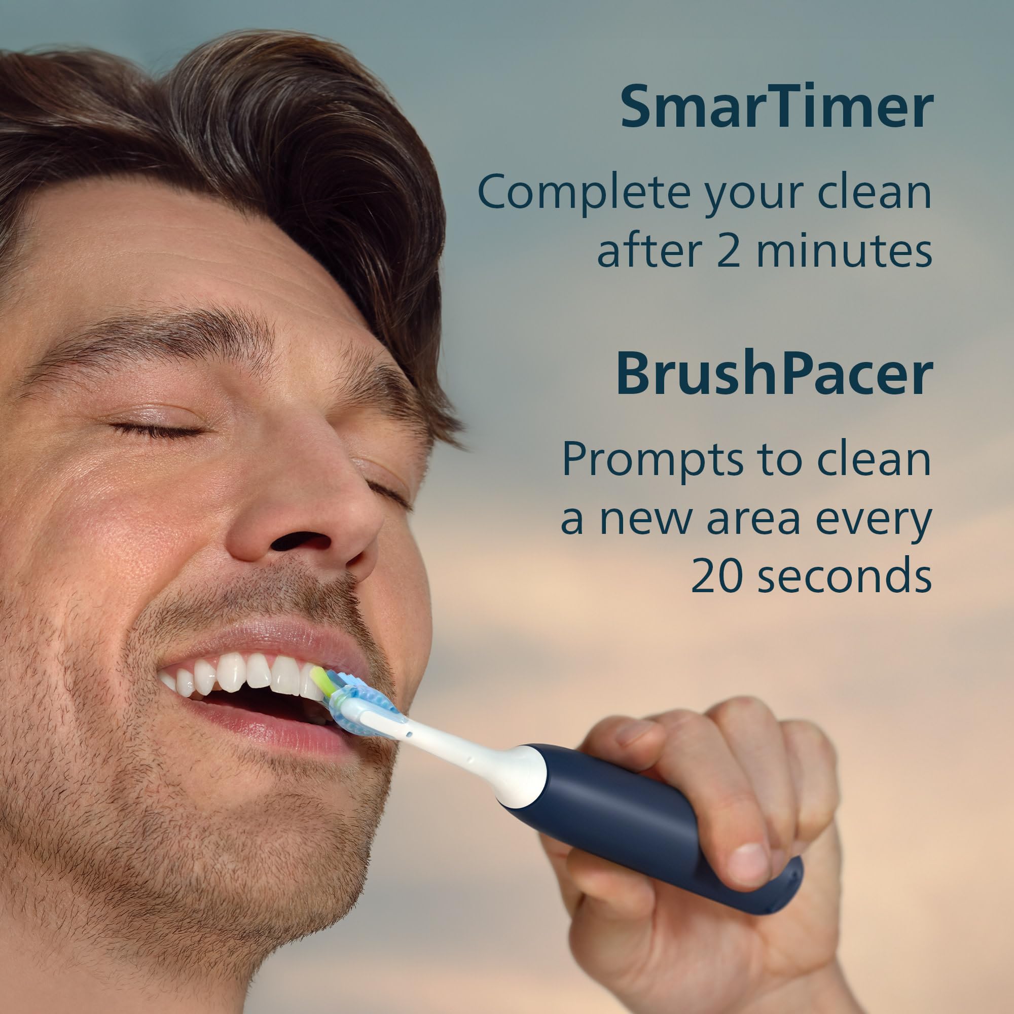 Philips Sonicare 5900 Series Electric Toothbrush, Pressure Sensor, 6 Brushing Settings, SmarTimer, BrushPacer, 21-Day Runtime, Gentle Professional-Clean Feel, for Sensitive Gums, Navy, HX7133/02