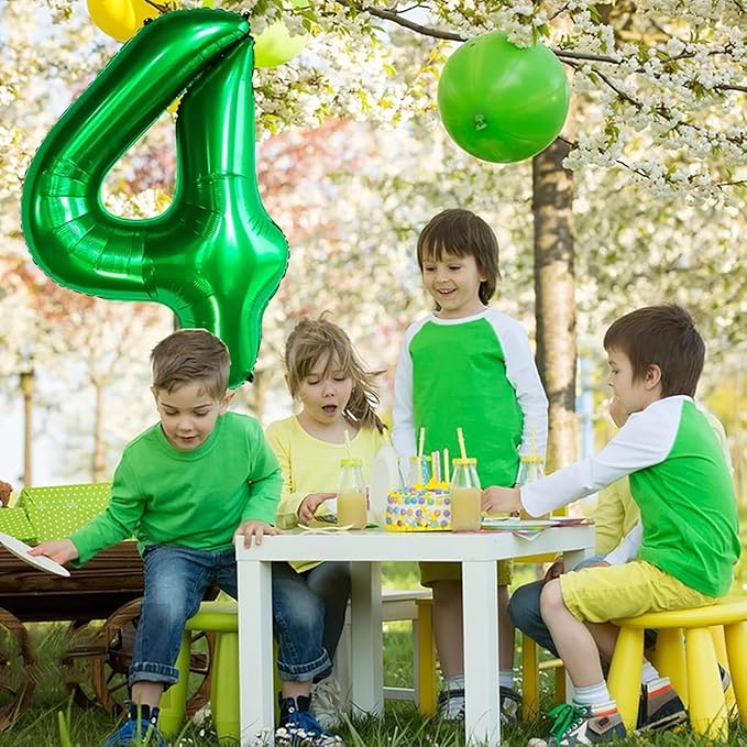Green Number Balloons, 40 Inch Dark Green Balloon 4.4 Helium Balloon 4th Birthday for 4 Years Birthday Party Wedding Anniversary Decoration Children Girls Boys