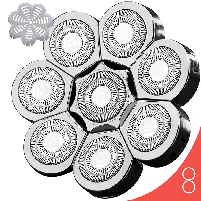 FOXSONIC 8 Blades Head Shaver Replacement Heads for Many Main Brands Electric Shaver Razor Bald Men