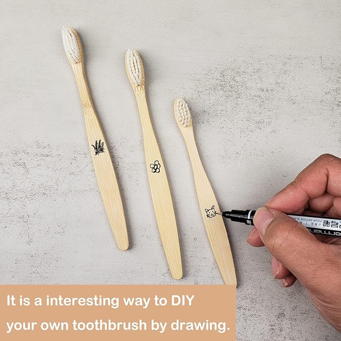 SEVENHEAD Bamboo Toothbrushes Adults & Kids Family Set 6+4 PCS Soft Bristles Wooden Toothbrushes, Natural Biodegradable BPA Free Eco Friendly Toothbrushes Colorful