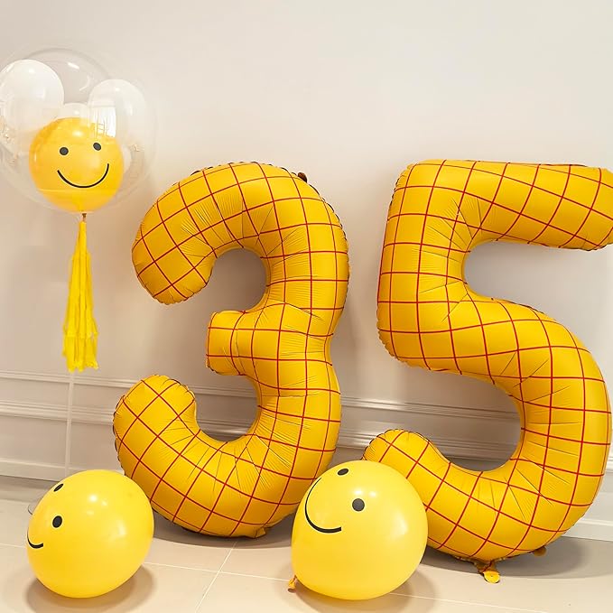 40" Matte Yellow Balloons Toy Inspired Story Theme party Supplies, Number Birthday Decoration, Cowboy Decorations Western, Cowgirl Party Balloon Digital 3