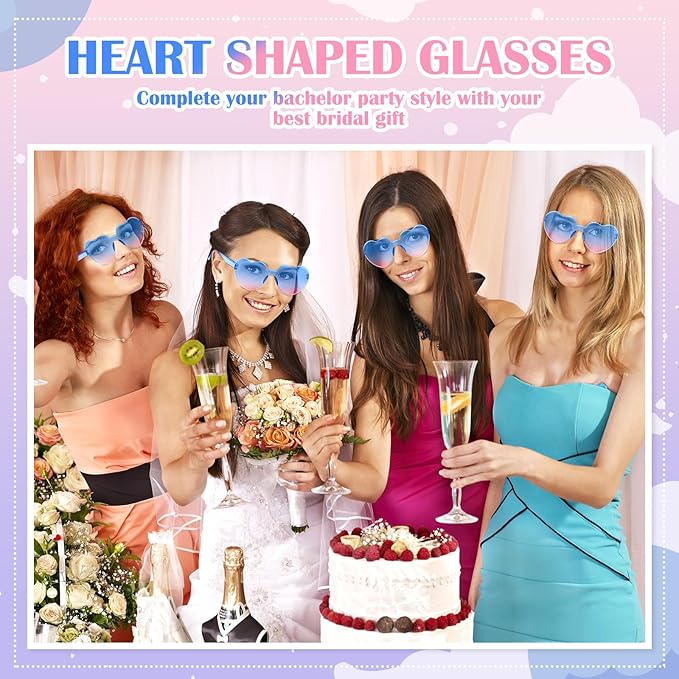 Frienda 8 Pairs Heart Shaped Sunglasses for Women Rimless Heart Glasses Candy Color Sunglasses for Party Favor