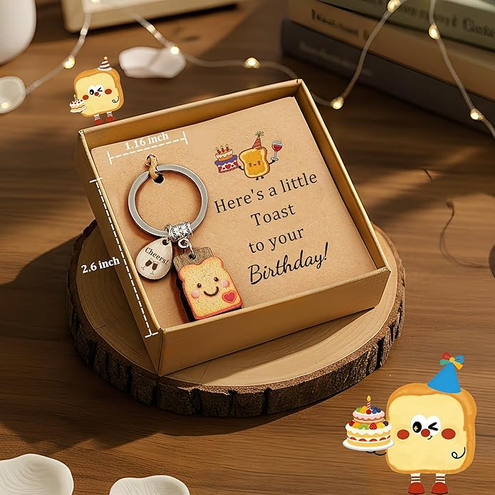 Cute Toast Keychain for Girls, New Beginnings Gifts for Best Friend as Next Chapter Stuff, Cute Love Engagement Housewarming Birthday New Job Gifts for Coworker Couple Bestie Sister Parents