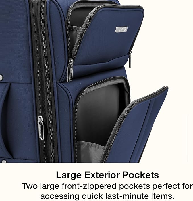 U.S. Traveler Anzio Softside Expandable Luggage with Spinner Wheels, Navy, 2-Piece Set (22/30)