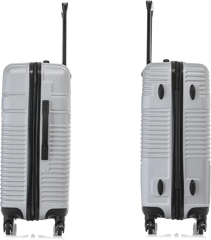 InUSA RESILIENCE Luggage with Spinner Wheels | Durable Lightweight Hardside Suitcase, Spacious Travel Bag with Handle and Trolley | 24-Inch Medium Checked Luggage | Silver