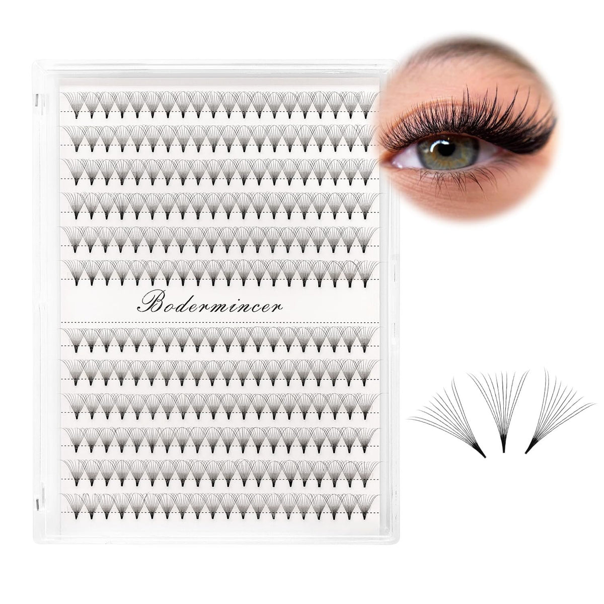Dedila Short Stem Nature Long 10D Premade Fans Dramatic Volume Eye Lashes Extensions Thickness 0.07mm D Curl Soft and Light Weight Individual False Eyelashes Cluster (12MM)