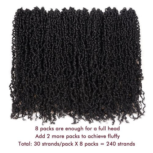 GIX Yanky Twist Crochet Hair - 16 Inch 8 Packs (240 Strands) Natural Black Pre-twisted Fluffy Spring Mini Twist Short Bob Passion Twist, Pre-Looped Crochet Braids Braiding Hair (16 Inch, 1B-8P)