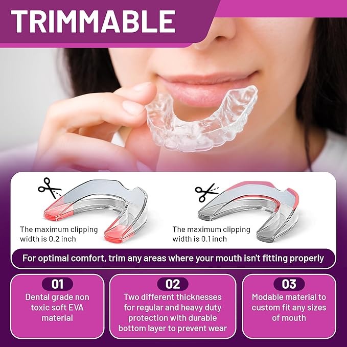 Comfortable Mouth Guard for Nighttime Use – Custom Fit Nighttime Oral Device – Multi-Use Teeth Protector for Comfort & Support – Men and Women - 8 Guards & 2 Sizes
