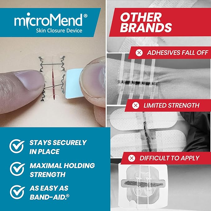 Emergency Wound Closures Surgical Quality Laceration Repair Without Stitches - Think Ahead - Be Prepared - Add to Your First Aid Kit, Camping Gear (Multi Pack - 3 Packs of 2 Medium Devices)