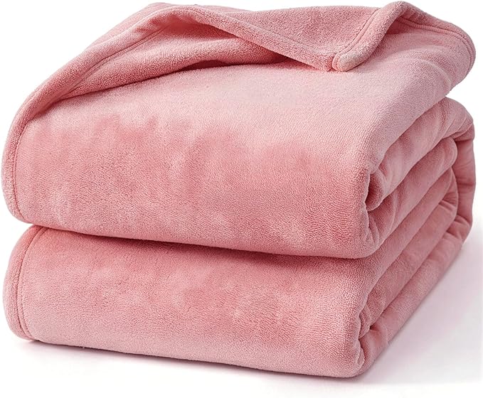 Hansleep Fleece Dusty Rose Twin Blanket, Super Soft Flannel Fuzzy Plush Cozy Blanket for All Seasons, Dusty Rose, Twin 60x80 Inches