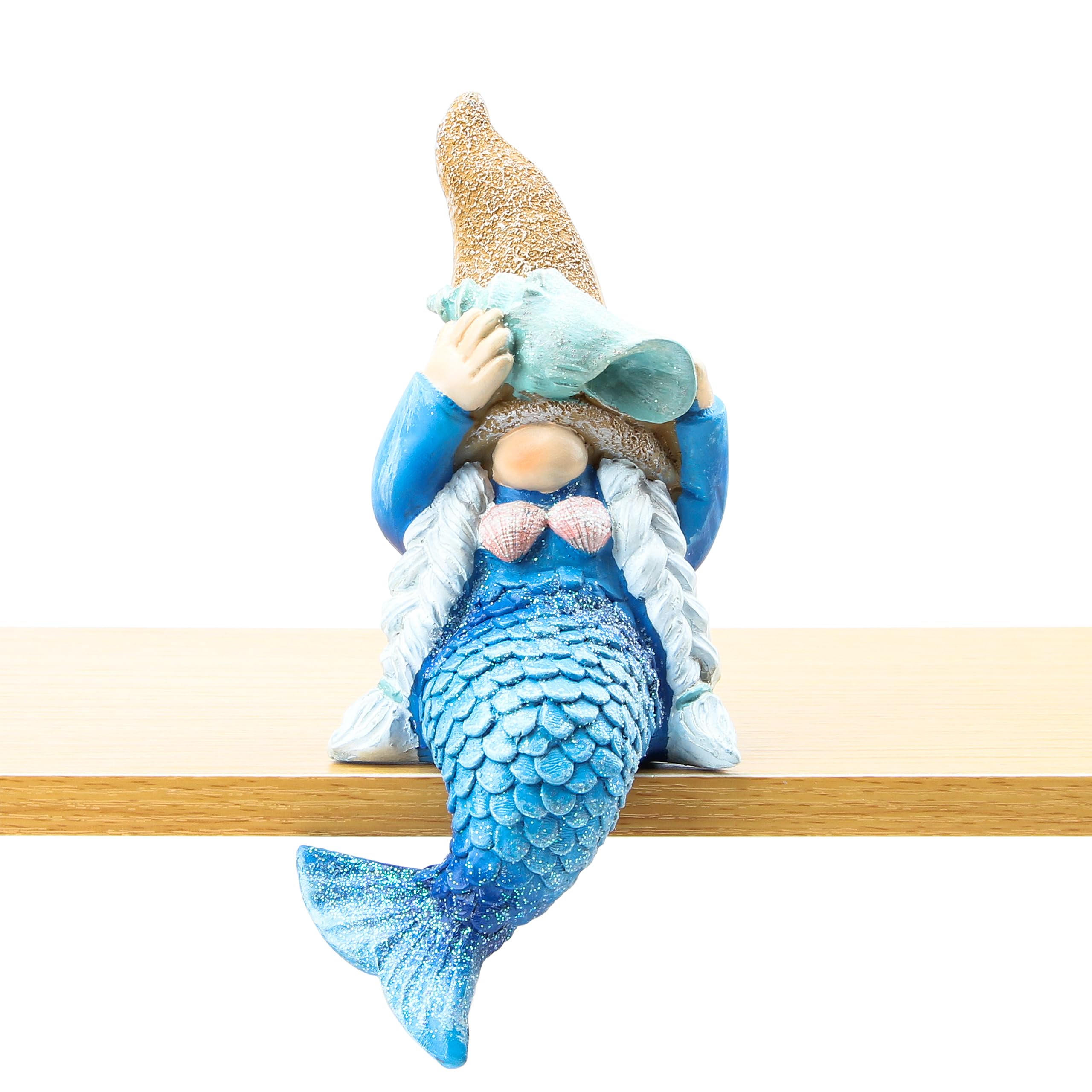 Mermaid Gnome Statue Garden Decor,Beach Gnomes Figurine for Outdoor Indoor