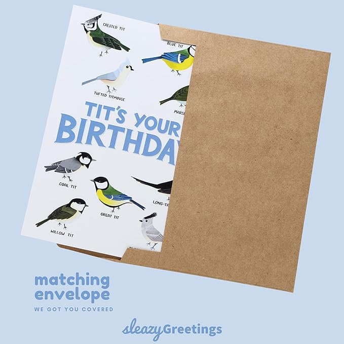 Funny Birthday Card - Bird Watching 'Tits' Your Birthday - Rude & Hilarious for Best Friend, Sister, Husband, or Wife