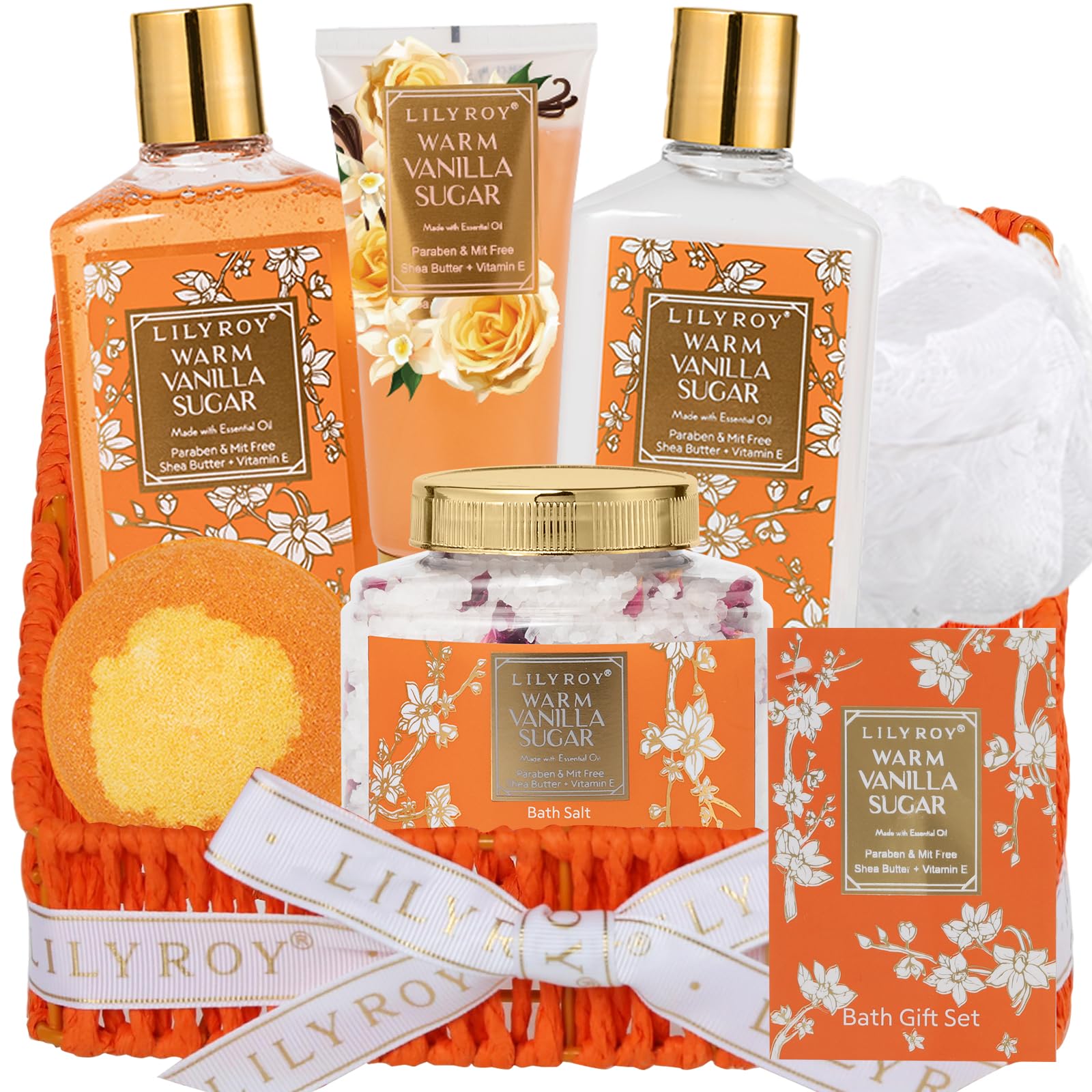 7Pcs Spa Gifts Skin Care Set - Luxurious Vanilla Spa Gift Baskets for Women