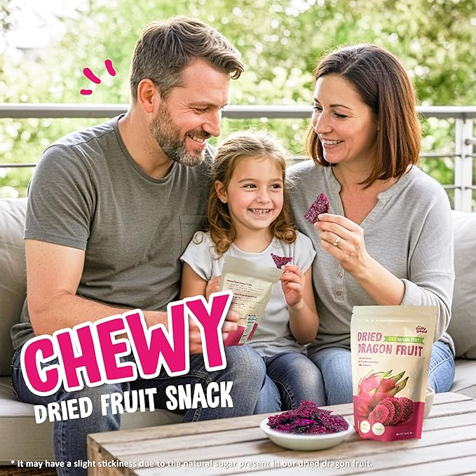The Daily Good Soft-Dried Dragon Fruit Slices | All Natural Superfood Snacks for Adults & Kids | Healthy, Soft and Chewy | No Sugar Added or Preservatives, Gluten Free, Vegan (1.41 oz, Pack of 3)
