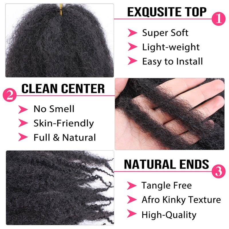RuiYok 30 Inch Marley Twist Braiding Hair Ombre Brown Marley Hair Crochet Braids 8 Packs Pre-Separated Springy Afro Kinky Twist Hair for Black Women Long Braiding Hair for Crochet Locs Braids T30#