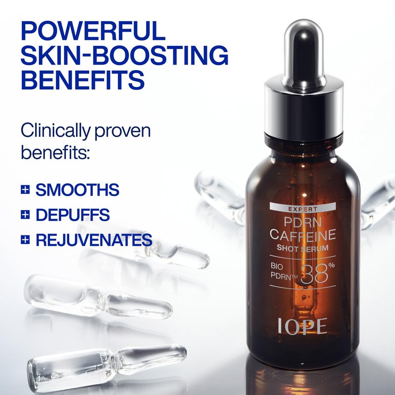 IOPE Expert PDRN Caffeine Shot Serum - Anti-Aging Face Serum to Visibly Depuff, Smooth, and Rejuvenate Tired Skin - With BIO-PDRN and Caffeine - Fast-Absorbing Texture - 1.01 fl. oz.