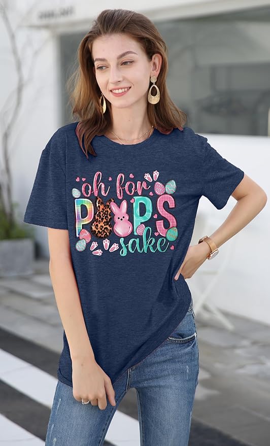 LAZYCHILD Women Easter Teacher Shirts: Funny Treat All with Kindness T-Shirt Bunny Rabbit Tee Tops