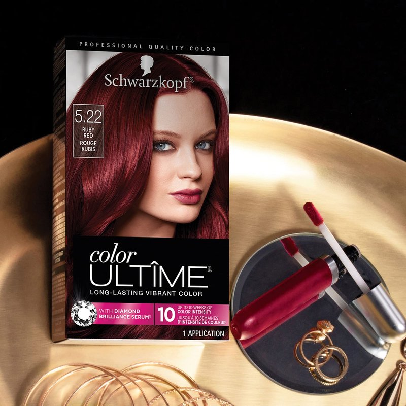 Schwarzkopf Color Ultime Hair Color, 5.22 Ruby Red, 1 Application - Permanent Red Hair Dye for Vivid Color Intensity and Fade-Resistant Shine up to 10 Weeks (Pack of 2)