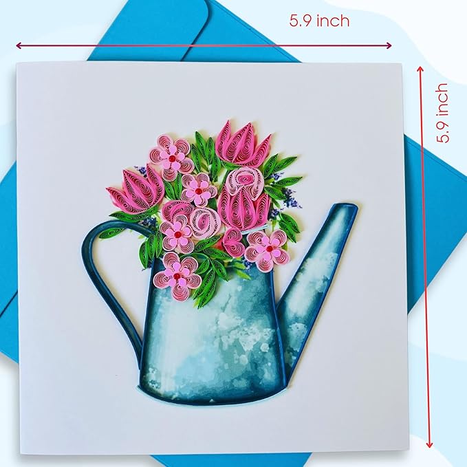 Quilling Card 3D Greeting Cards, handmade Quilling Cards birthday card, handcrafted cards for all occasions, Heart, tulip flower (Flowers)