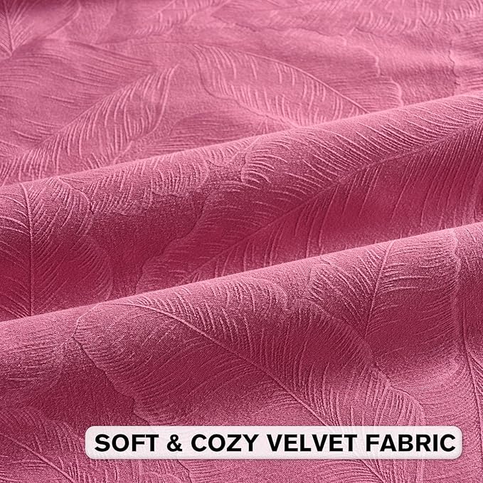 FUTEI Hot Pink Velvet Throw Pillow Covers 22x22 Inch Set of 2,Soft Embossed Leaf-Relief Textured Cushion Cases,Natural Home Decor for Couch Living Room