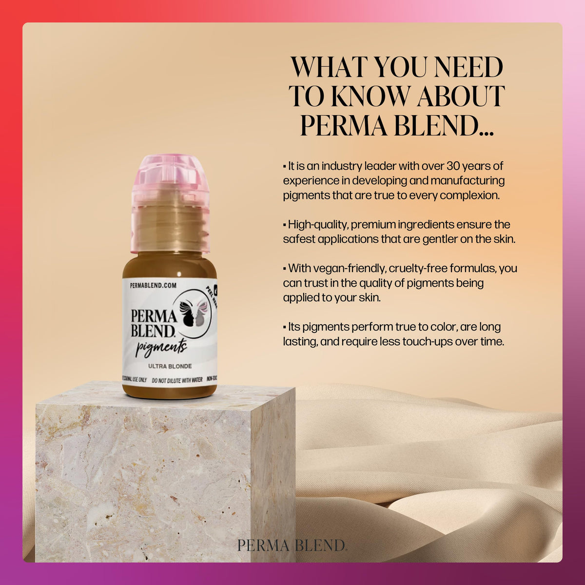 Perma Blend Ginger Blonde Eyebrow Tattoo Ink Pigment, Professional Brow Microblading Supplies, 1/2 oz Bottle