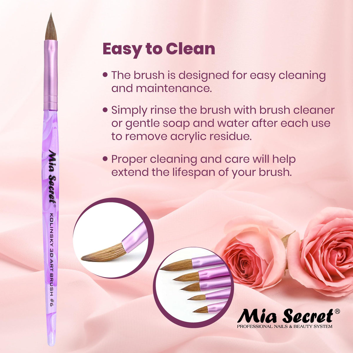 Nail Brushes with Kolinsky Squirrel Hair by Mia Secret Store