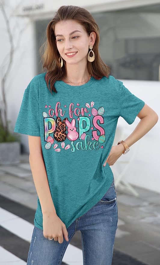 LAZYCHILD Women Easter Teacher Shirts: Funny Treat All with Kindness T-Shirt Bunny Rabbit Tee Tops