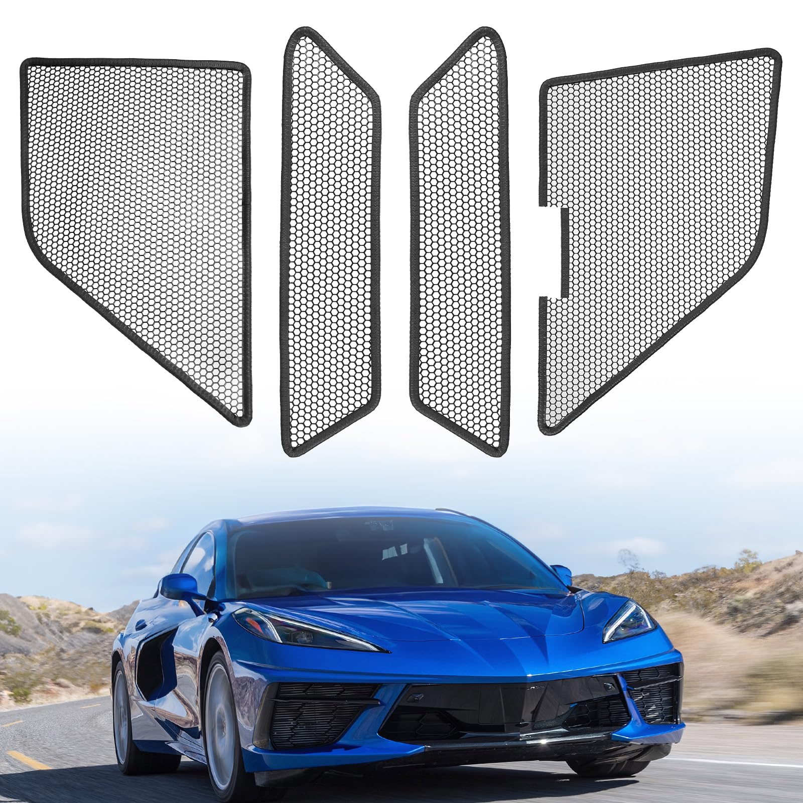 JOYTUTUS Front Grill Mesh Guards Compatible with 2020-2024 C8 Corvette, Upgraded Car Radiator Grille Guard, Aluminum Metal Car G