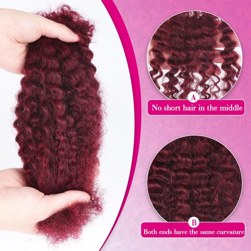 Afro Kinkys Bulk Human Hair For Braiding 16 inch Orange Ginger Afro Kinky Curly 100% Real Human Hair Bulk for Dreadlocks Mini Twist Crochet Braids Hair Extensions 50g