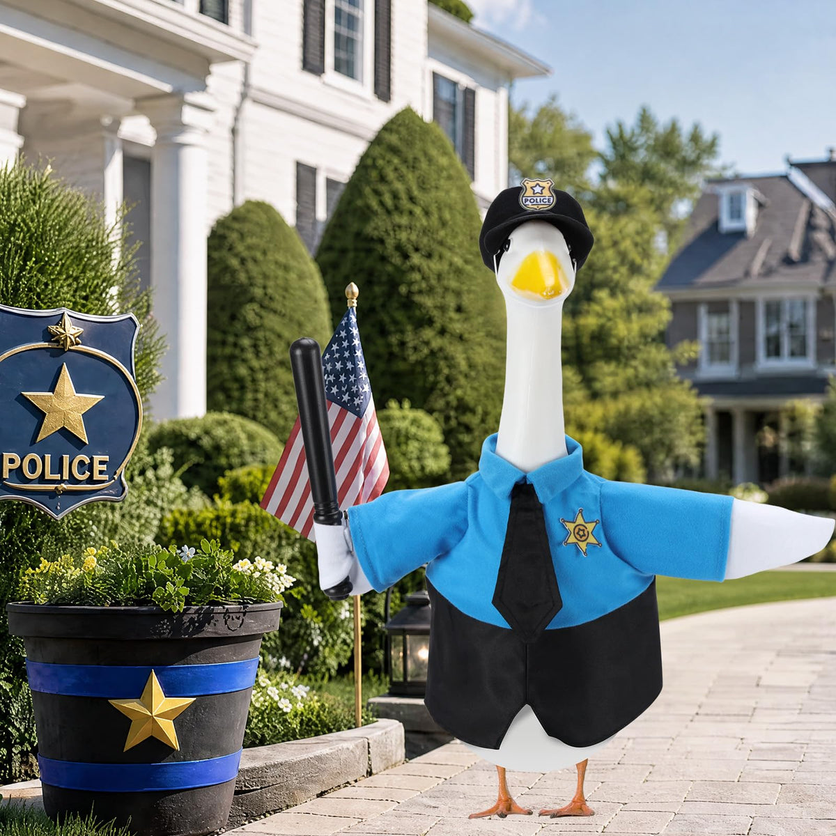 EKOREST Police Porch Goose Outfits for 23 Inch Statue