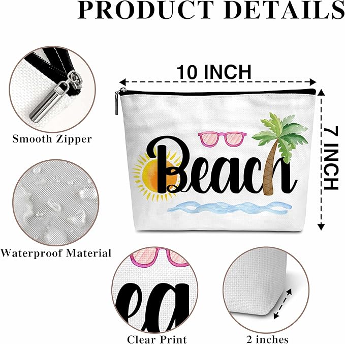 Summer Cosmetic Bag, Cruise Gift Makeup Bag with Zipper for Toiletry Bag Accessories, Beach Lover Gifts for Women Girls Birthday- B01