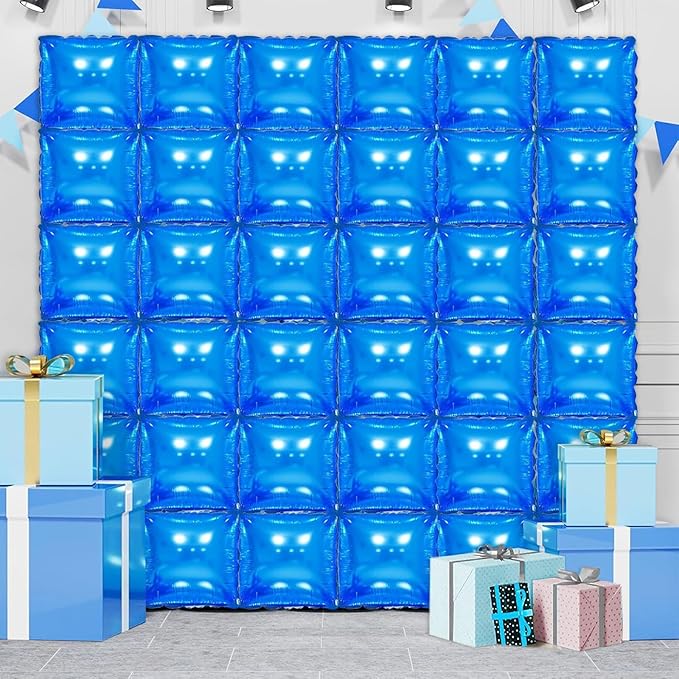 36 Piece XL Blues Square Foil Balloon Wall Screen Double Sided Square Balloon Screen Tunnel Arch Kit Mylar Square Balloons for Baby Shower Graduation Prom Birthday Party Decorations (Blues)