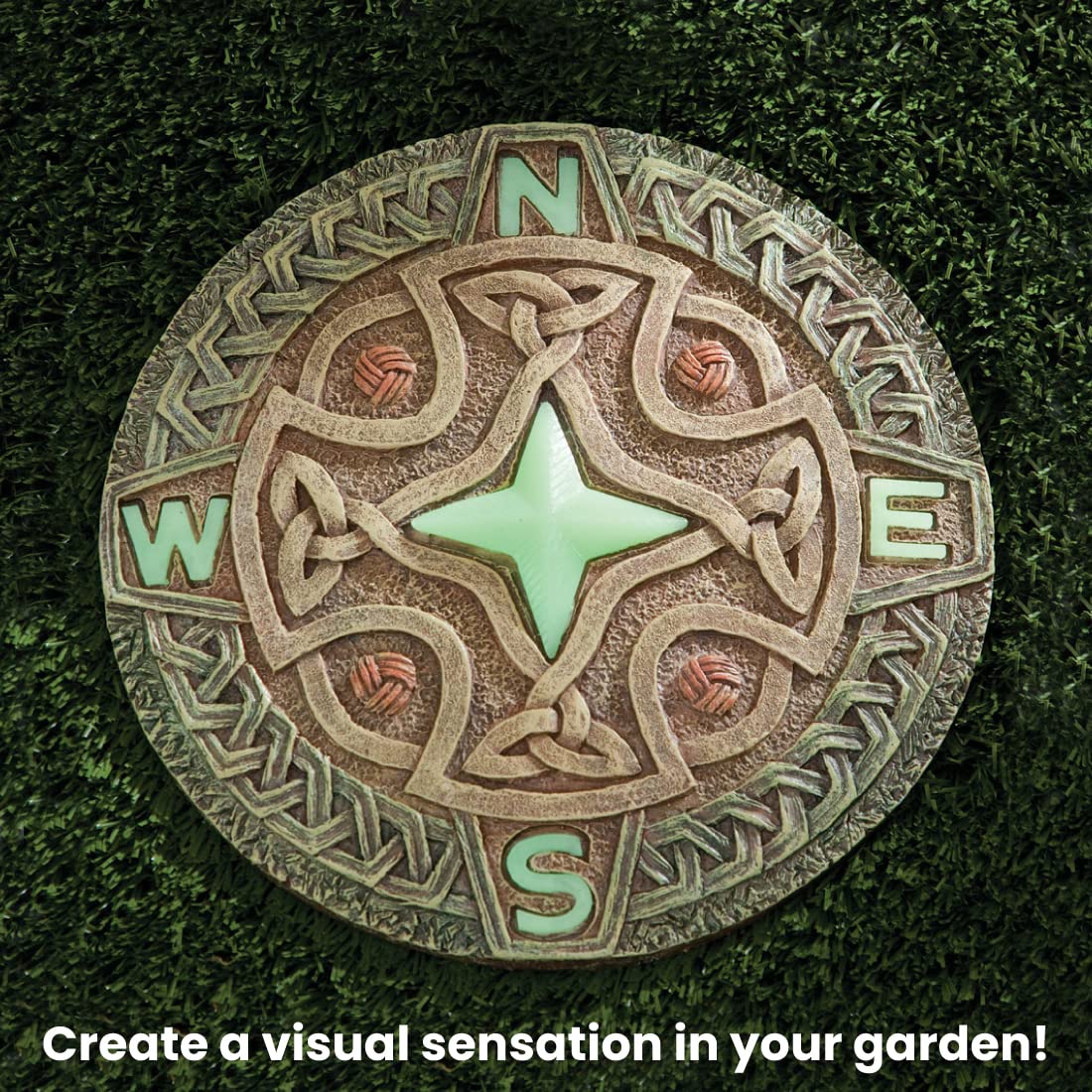Bits and Pieces Glow in the Dark Stepping Stone - Celtic Compass, 10" x 10"