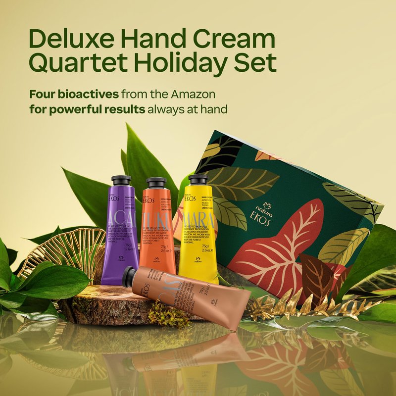 natura - Brazilian Beauty Hand Cream Trio Holiday Gift Set – Travel Size, Brazil Nut, Tukumã & Cacau | 100% Vegan, Deep Nourishing Hand Creams Gift Box 1.4 oz (40g)