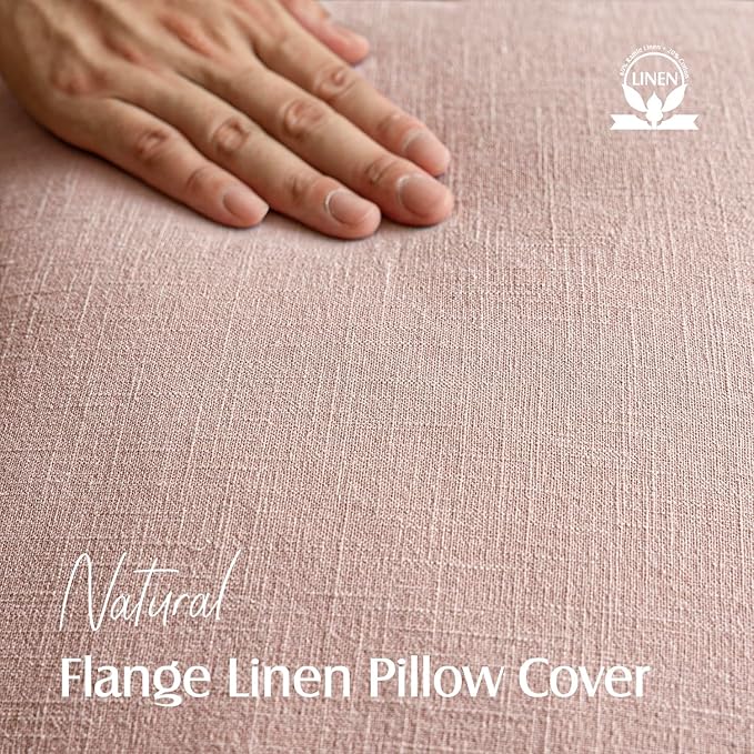 Foindtower Pack of 2, Decorative Linen Solid Throw Pillow Covers Soft Accent Lumbar Cushion Case Boho Farmhouse Pillowcase for Chair Couch Sofa Bedroom Living Room Home Decor 12 x 20 Inch Light Pink