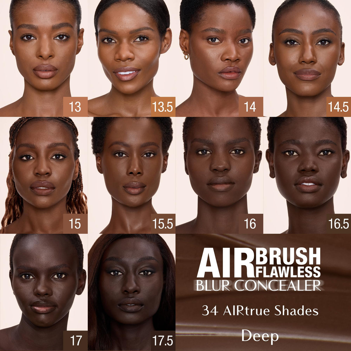 Charlotte Tilbury AIRbrush Flawless Blur Concealer - Concealer for Dark Circles, Blemishes & More - Hydrating, Full Coverage with a Natural Matte Finish - 16.5 Deep