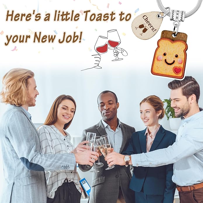 Cute Toast Keychain for Girls, New Beginnings Gifts for Best Friend as Next Chapter Stuff, Cute Love Engagement Housewarming Birthday New Job Gifts for Coworker Couple Bestie Sister Parents