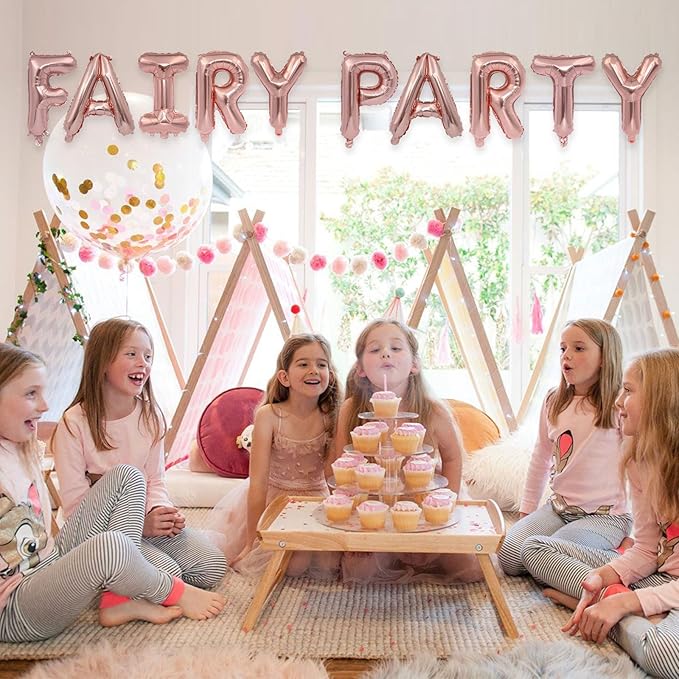 2 Set 20Pcs Rose Gold Fairy Party Letter Balloons 16in Balloon Foil Letter Decorations Party Decor Rose Gold Letter Balloons Fairy Party Party Supplies