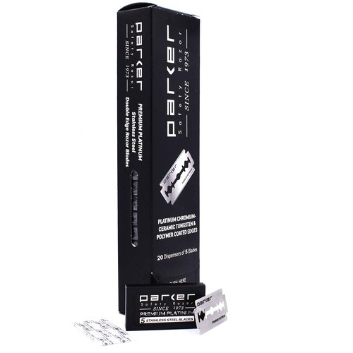 The Parker Variant ADJUSTABLE Double Edge Safety Razor and 105 Blades Included (SATIN CHROME)