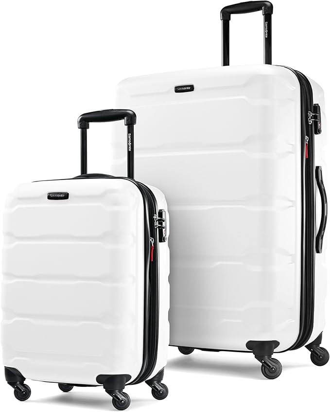 Samsonite Omni PC Hardside Expandable Luggage with Spinner Wheels, White, 2-Piece Set (20/28)