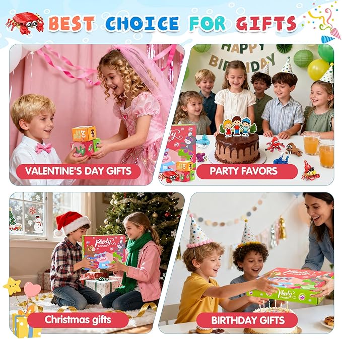 24-piece Valentine's Day Gift Set, Ocean Life Building Blocks, Suitable for Boys and Girls - Valentine's Day Party Gifts, Classroom Exchange Gifts, School Reward Items