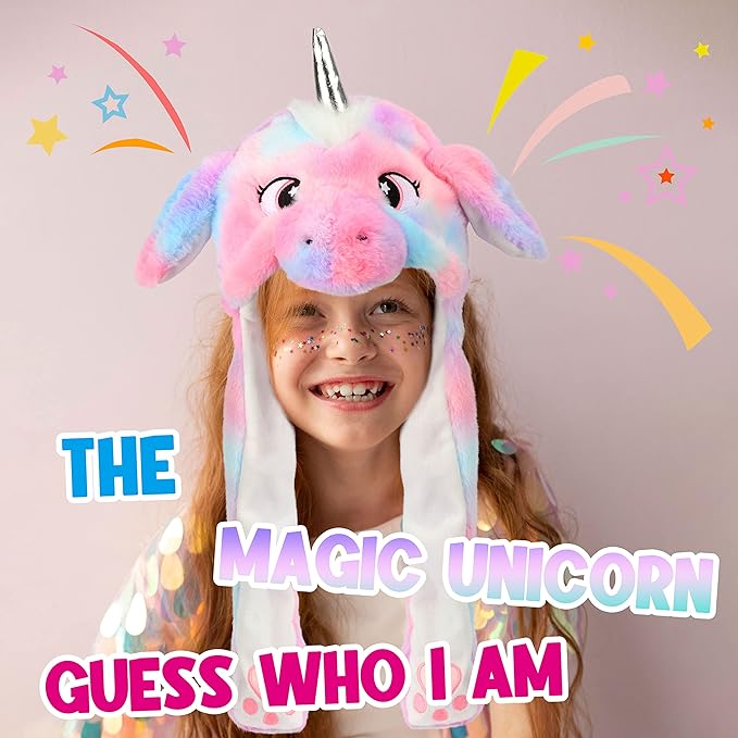Animal Hat with Ears Moving Jumping Pop Up Beating Hat Plush Holiday Cosplay Dress Up Funny Gift for Kids
